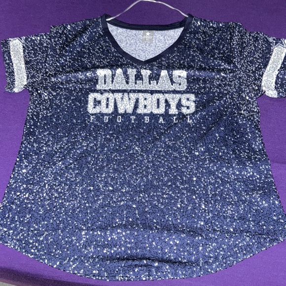 🤍💙DALLAS COWBOY SPARKLY BLOUSE💙🤍 - Picture 1 of 6
